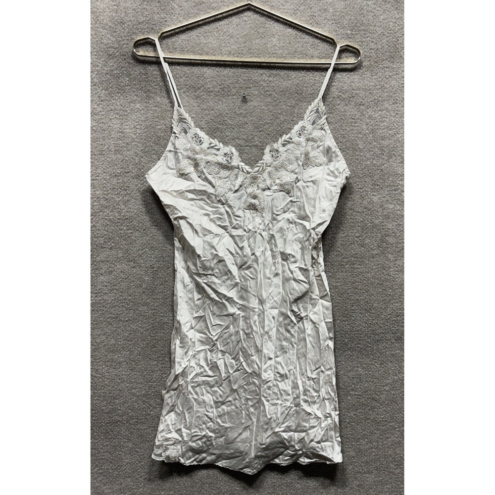 Silk Silky Lace Silk Boudoir Slip Nightgown Intimate Small Champagne Pin EUC